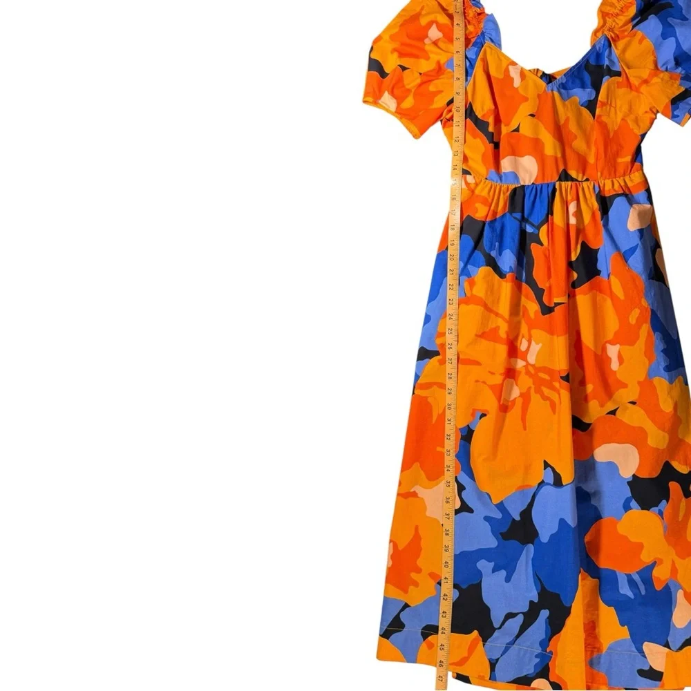 Tabitha Brown x Target Tropical Floral Tie Back Midi Dress Puff Sleeves Size 2 - Picture 7 of 8